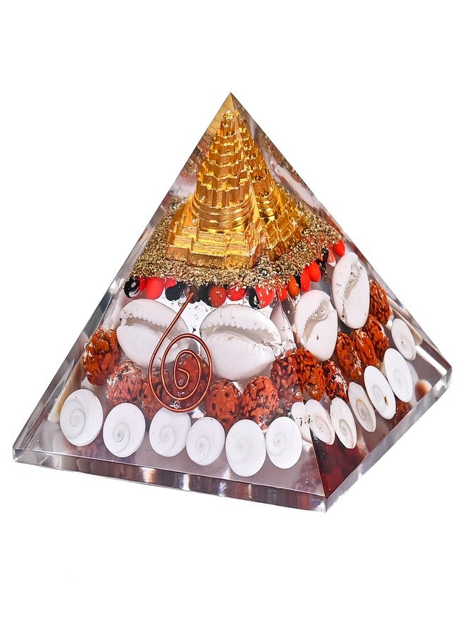 HindCraft Shree Yantra Pyramid (90mm) - Original Gomti Chakra & Laxmi Pyramid | Vastu Item for Home, Positive Energy, Wealth & Good Luck | Diwali Gift, Spiritual Decor for Housewarming & Office - Image 1